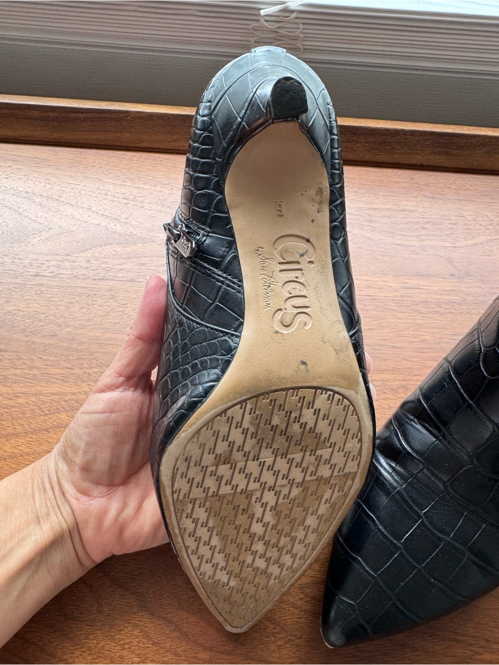 Ankle Boots by Sam Edelman Black Croc-Embossed Pointed - Picture 4 of 9
